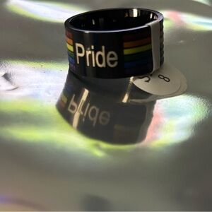 Black Pride Ring with Rainbow Stripes